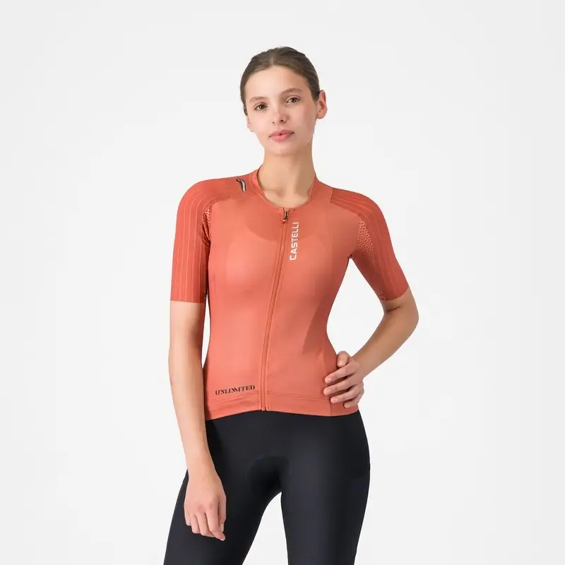 Camiseta de Carretera Manga Corta Jersey Unlimited Pro 2 Mujer Pimentón Talla L - image