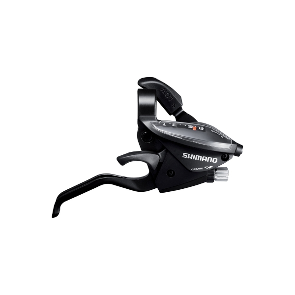 Control integrado de la caja de cambios + freno Altus EF500 8V, derecha, collar, con pantalla, negro