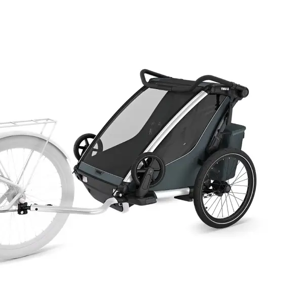Carrellino Porta Bimbi Multisport E Passeggino Thule Chariot Cross 2 Double Dark Slate - image