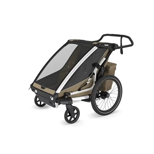 Carrellino Porta Bimbi Multisport E Passeggino Thule Chariot Cross 2 Double Faded Khaki - image