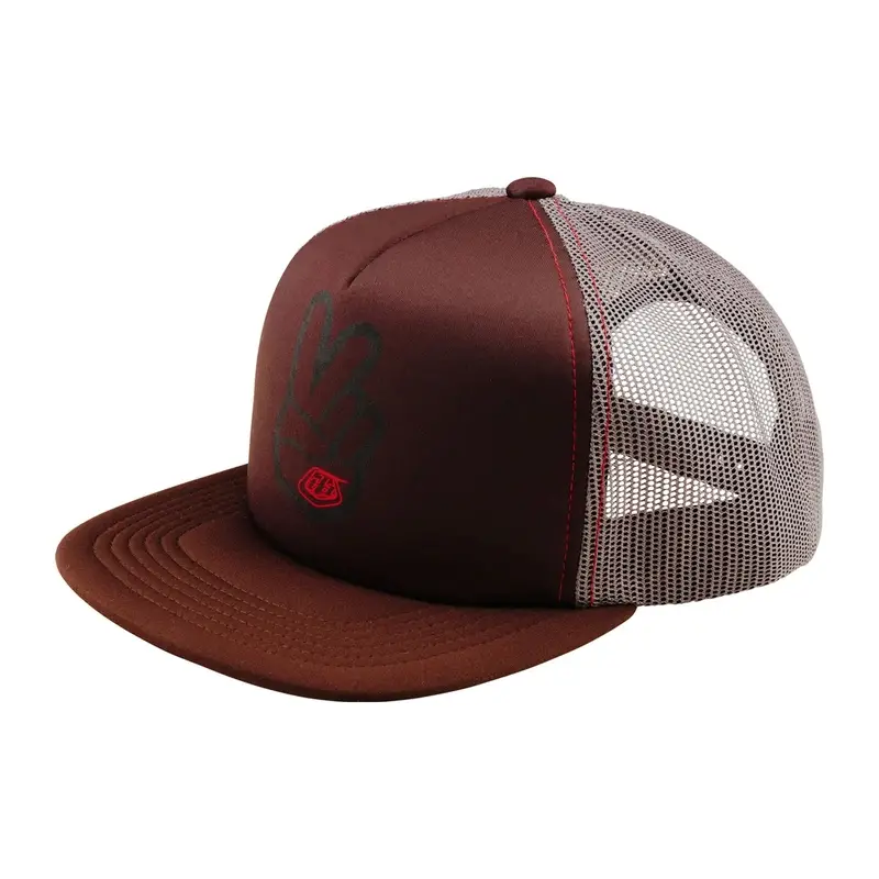 Snapback Flat Trucker Cap Peace Out Chocolate One Size - image