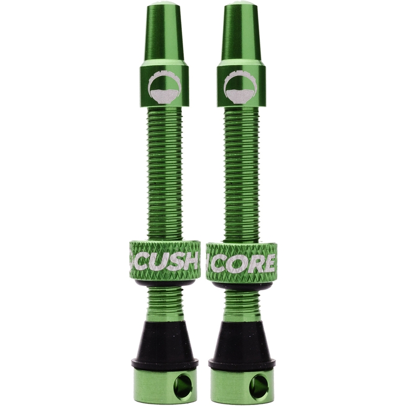 Válvula Presta sin cámara de aluminio de 55 mm verde.