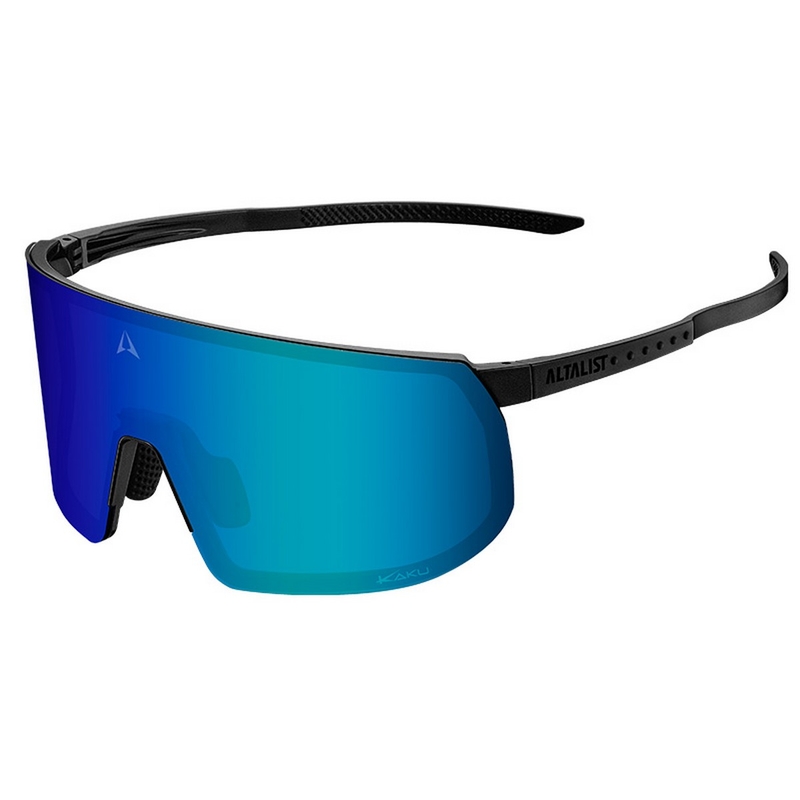 Kaku Air Black Sunglasses Blue Mirrored Polarized Lens