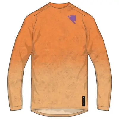 Singletrack Print End Orange Long Sleeve MTB Jersey Size S - image