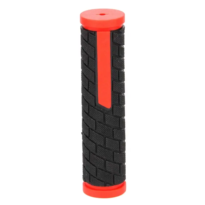 Coppia Manopole MTB In Gomma 128mm Nero/Rosso - image
