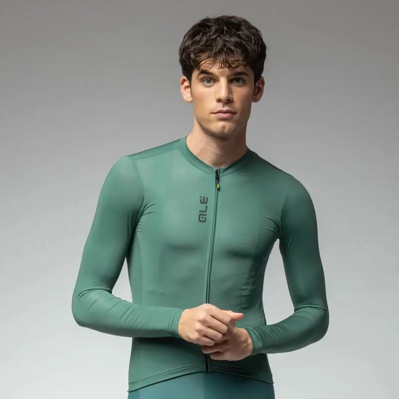 Maillot Route Manches Longues Color Block Pragma Vert Mousse Taille 5XL - image