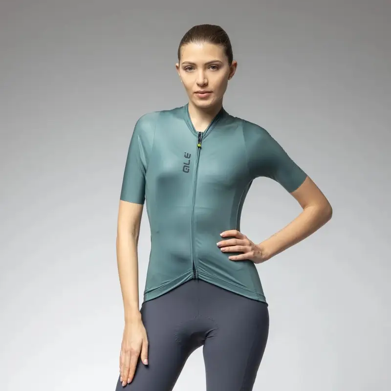 Camisola MTB Manga Curta Mulher Color Block Off Road Pragma Verde Musgo Tamanho XXS - image