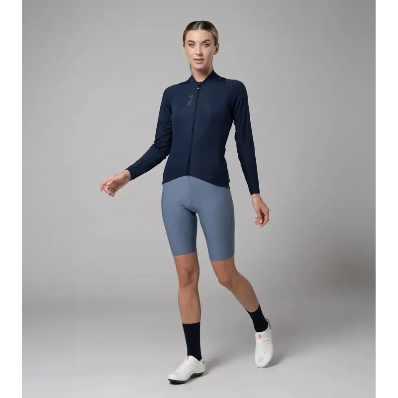 Women's Long Sleeve Color Block Road Jersey Pragma Navy Blue Size S #1