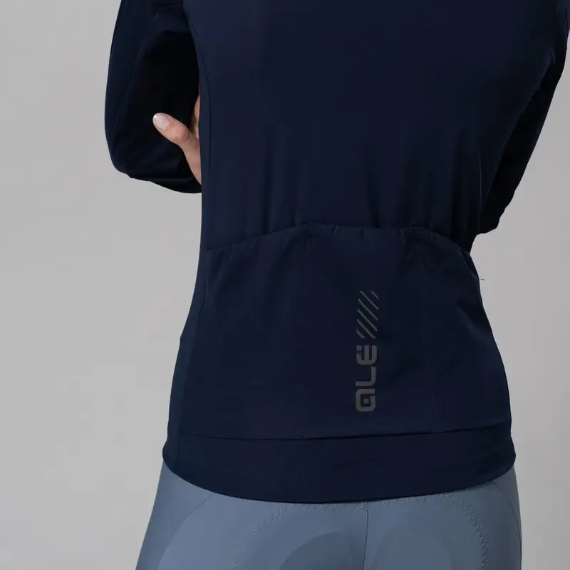 Women's Long Sleeve Color Block Road Jersey Pragma Navy Blue Size XXL #4