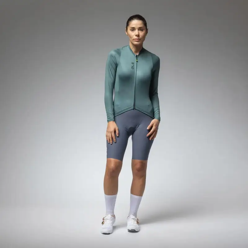 Maillot de Route Manches Longues Femme Color Block Pragma Vert Mousse Taille XS #1