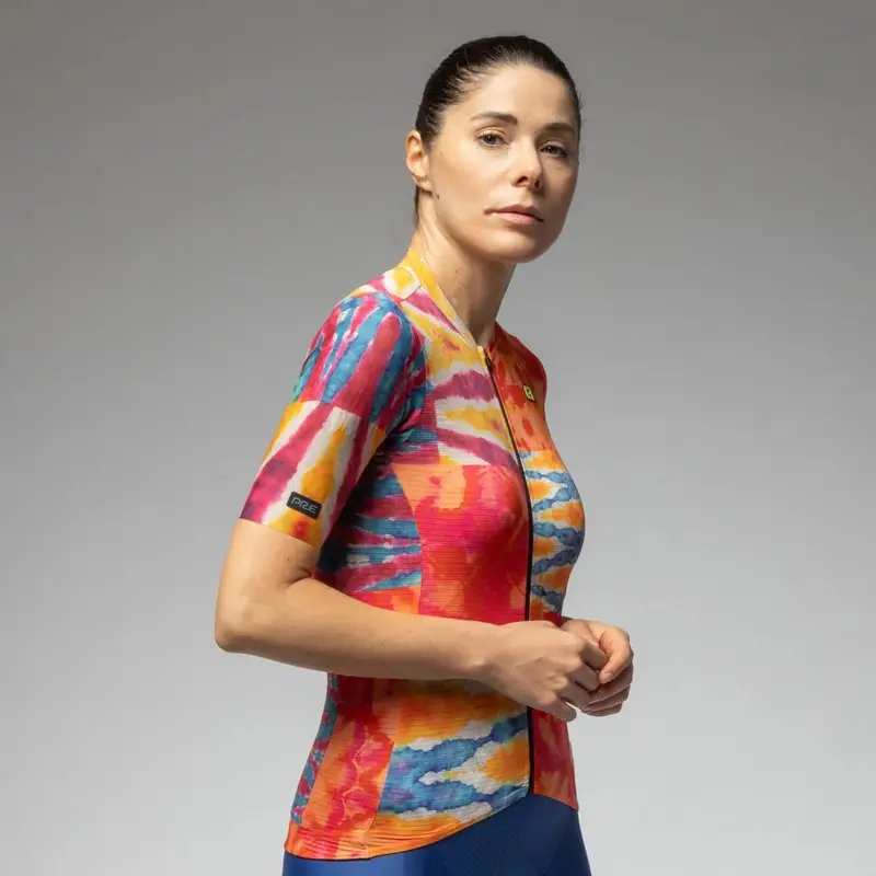 Women's Short Sleeve Road Jersey Chlorophyll PR-E Multi Orange Size 3XL - image