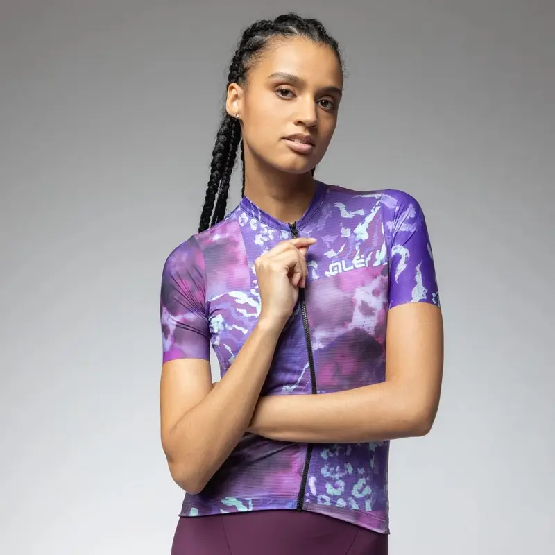 Road Short Sleeve Jersey Woman Linfa Pragma Multiviolet Size 4XL - image