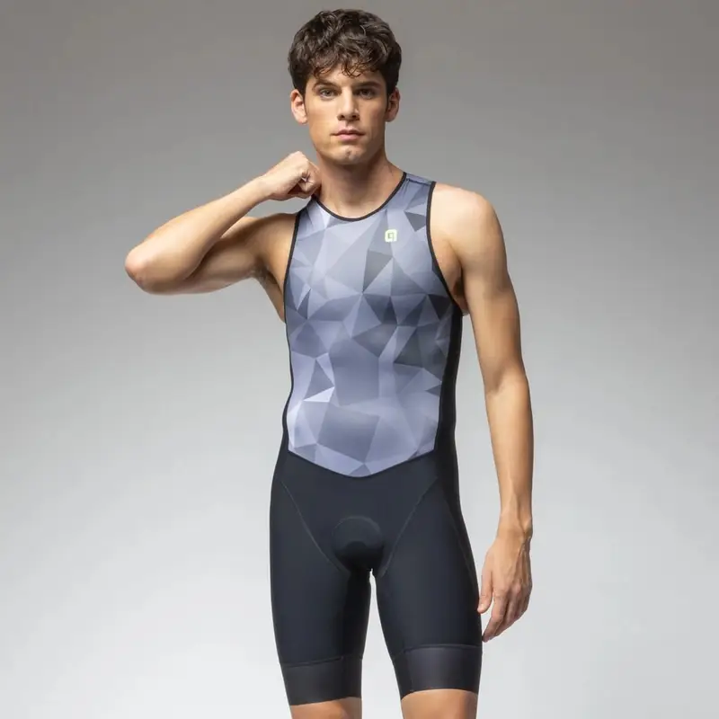 Damen Body Triathlon Ärmellos Unitard Triple Grau Größe L - image
