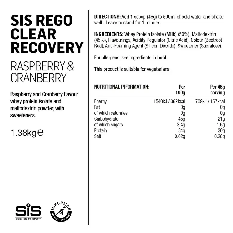 Bevanda Recupero Rego Clear Recovery Powder Raspberry & Cranberry 1.38kg #1