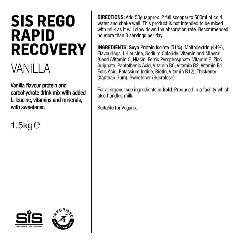 Bevanda Recupero Rego Rapid Recovery Powder Vanilla 1.5kg #1