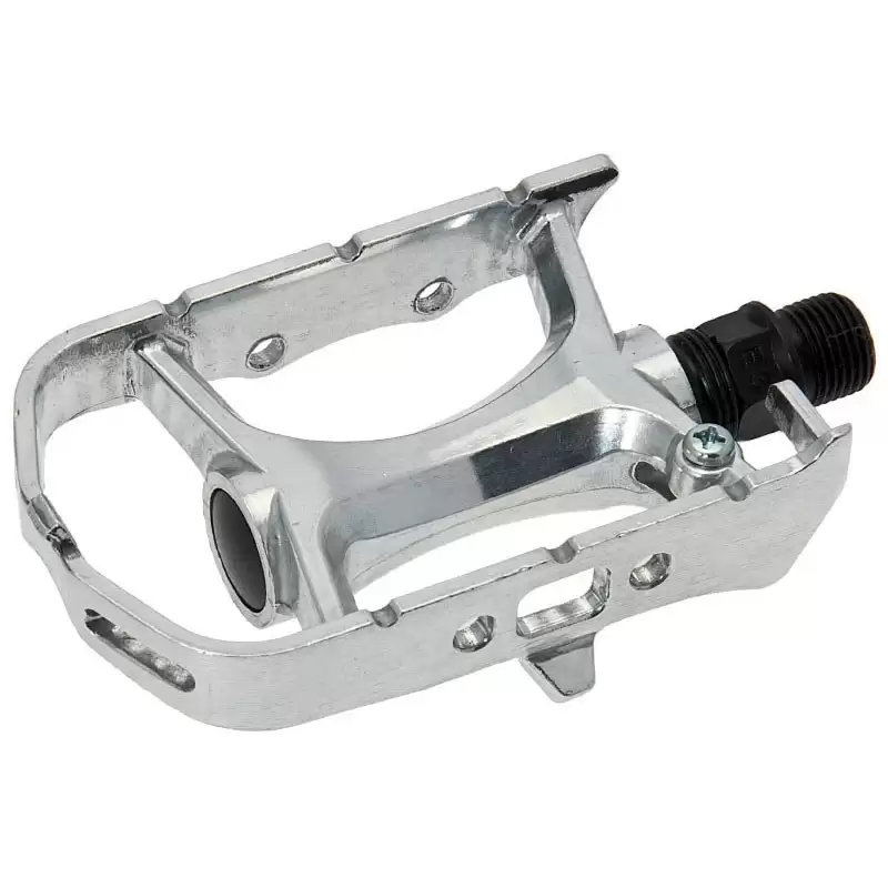 coppia di pedali 'urban' mtb/corsa/fixed in alluminio silver - image