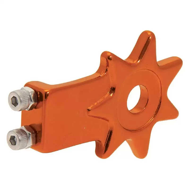 pair chain tensioner star fixed track aluminium orange - image