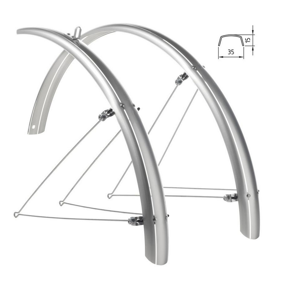 Pair of fenders 28'' 35mm width Cristina clamps silver