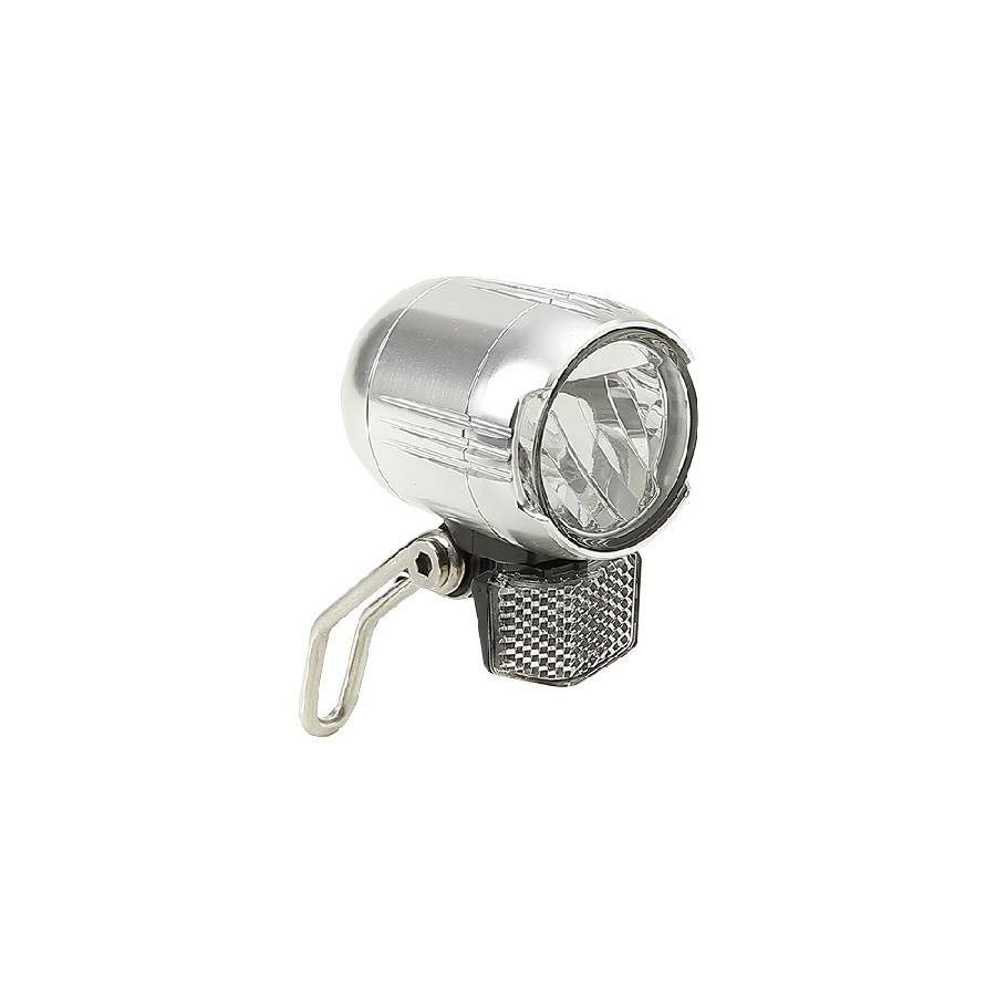 Luz delantera para E-Bike 1 LED/1 Watt plateada grande