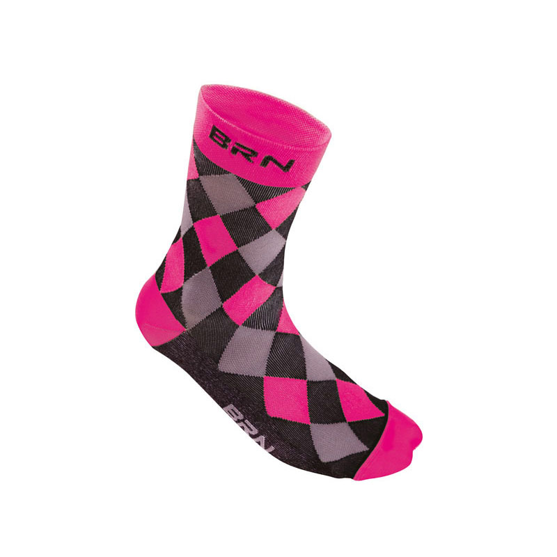 Black / fuxia checkered socks size 35-38
