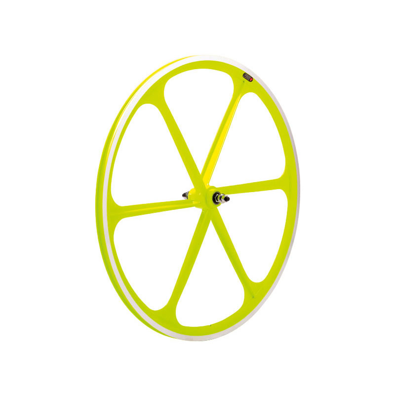 Fixed Rear Wheel 6 Fluo Yellow Spokes