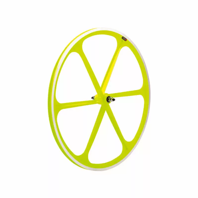 Fixed Rear Wheel 6 Fluo Yellow Spokes - image