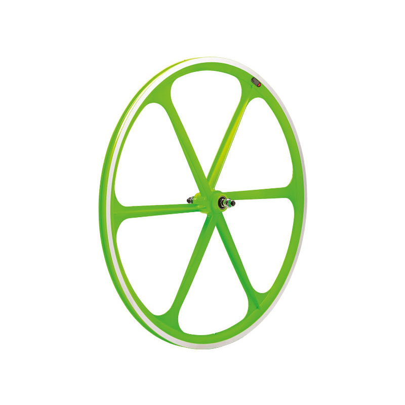Fixed Rear Wheel 6 Fluo Green Spokes