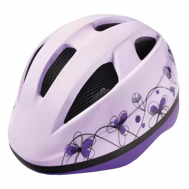 GIRL helmet, out-mould technology, size XS, Flowers design, purple color. BTA - image