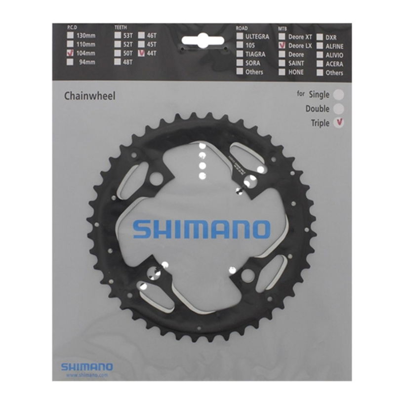 Chainring 44T AE Deore LX Trekking FC-T671 Black for Triple Chainring 44/32/24T for Chainguard