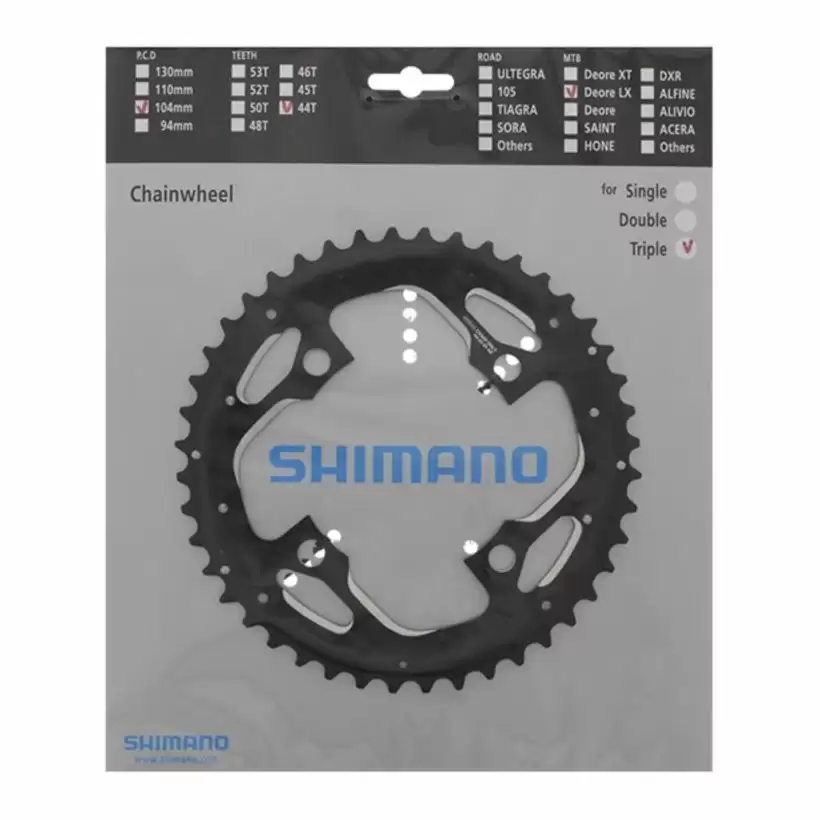 Chainring 44T AE Deore LX Trekking FC-T671 Black for Triple Chainring 44/32/24T for Chainguard - image