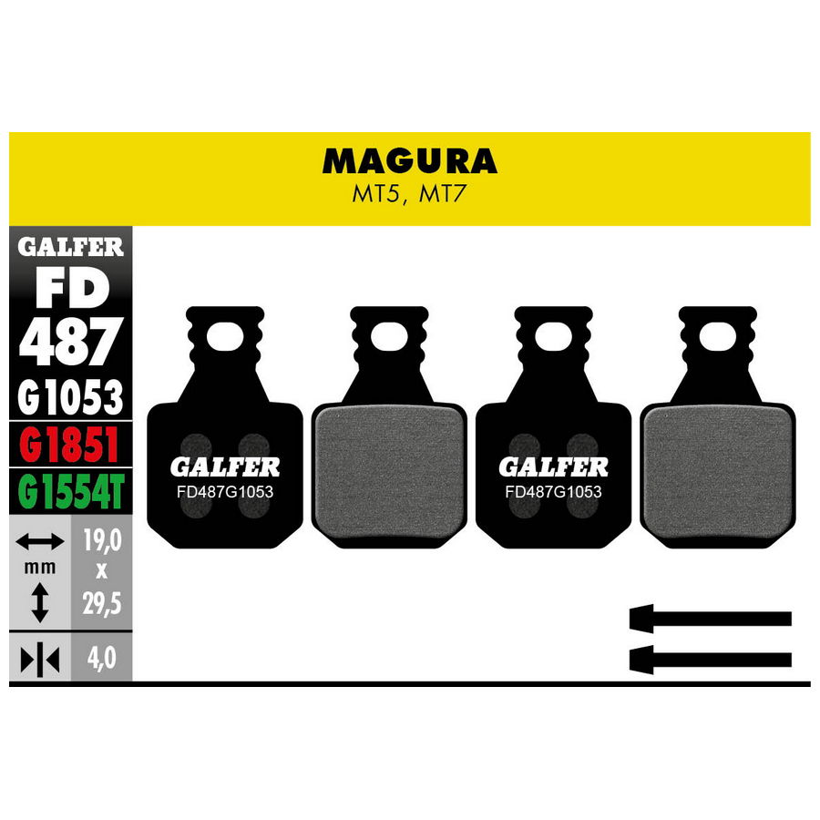 Black Standard Brake Pads for Magura MT5 - MT7 FD487G1053 GALFER