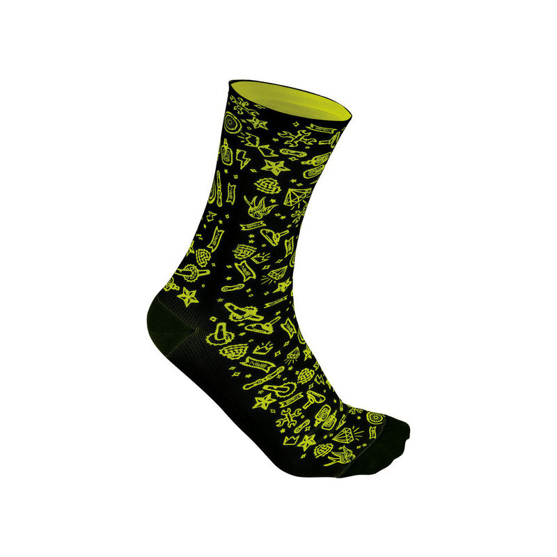 Socken Rocknroll Schwarz/Gelb Größe L/XL (43-46)
