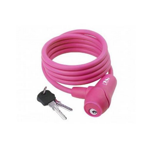 Candado de cable en espiral rosa 8 x 1500 mm