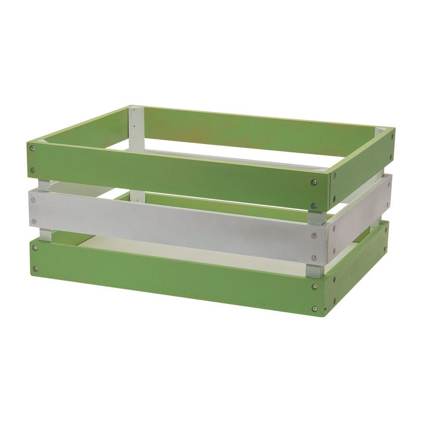 cesta versilia madera reforzada verde/blanco