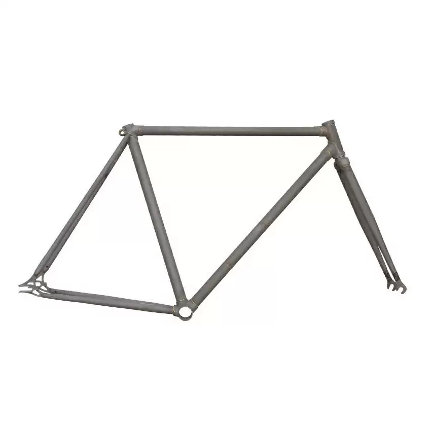 Frame + fork fixed bike single speed vintage joints steel 56 raw - image