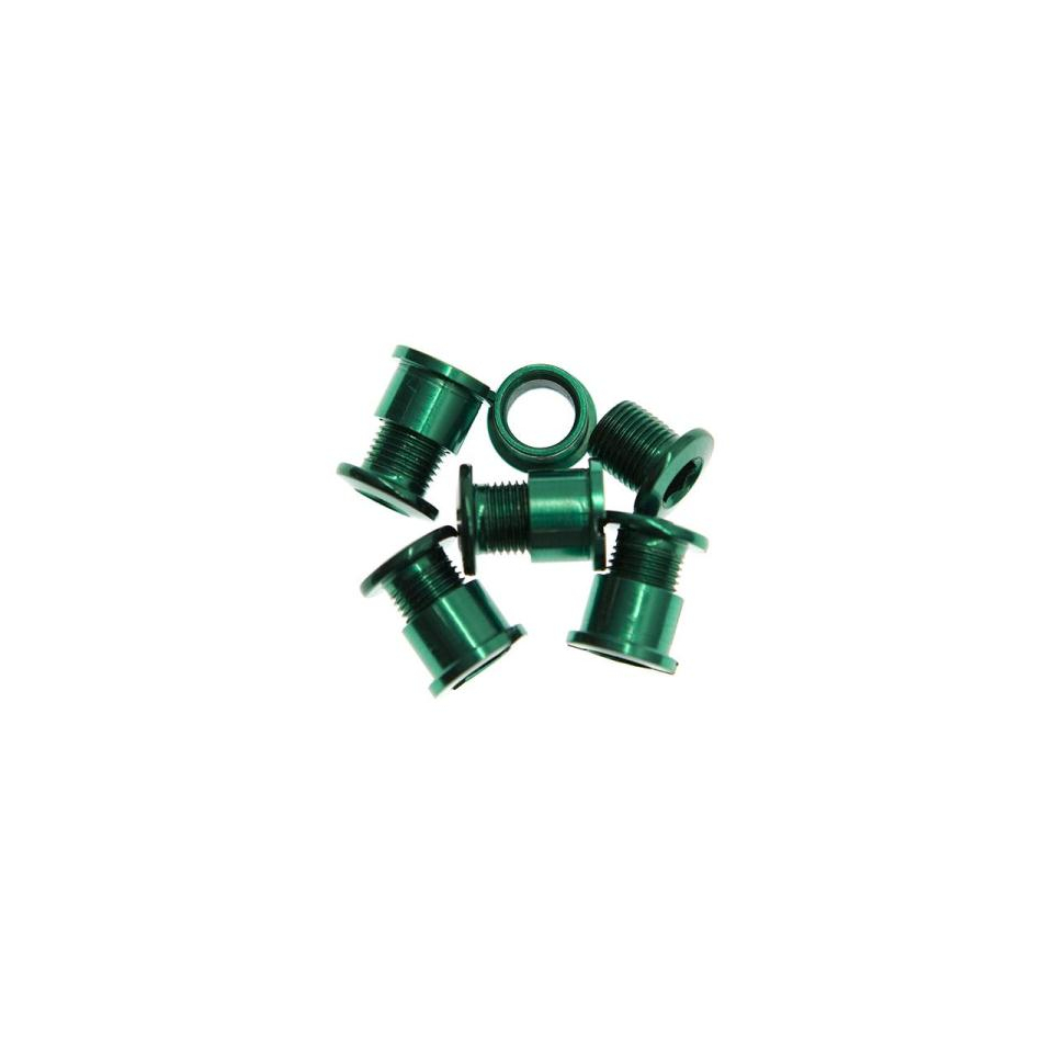Parafusos de coroa simples 5 peças anodizado verde