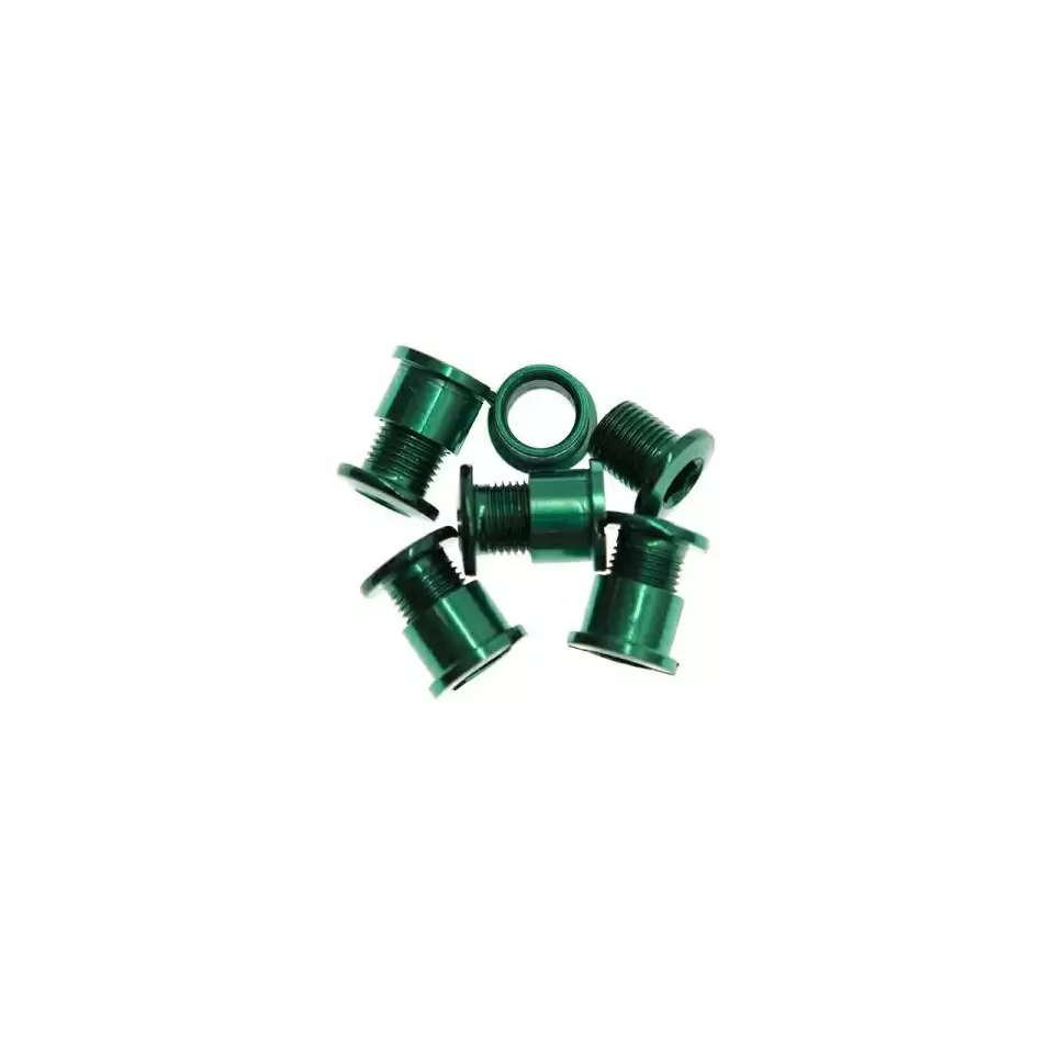 Parafusos de coroa simples 5 peças anodizado verde - image