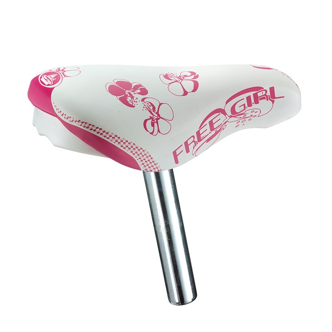 Girl Saddle 12-14 Silver/Fuchsia with 22mm Seatpost