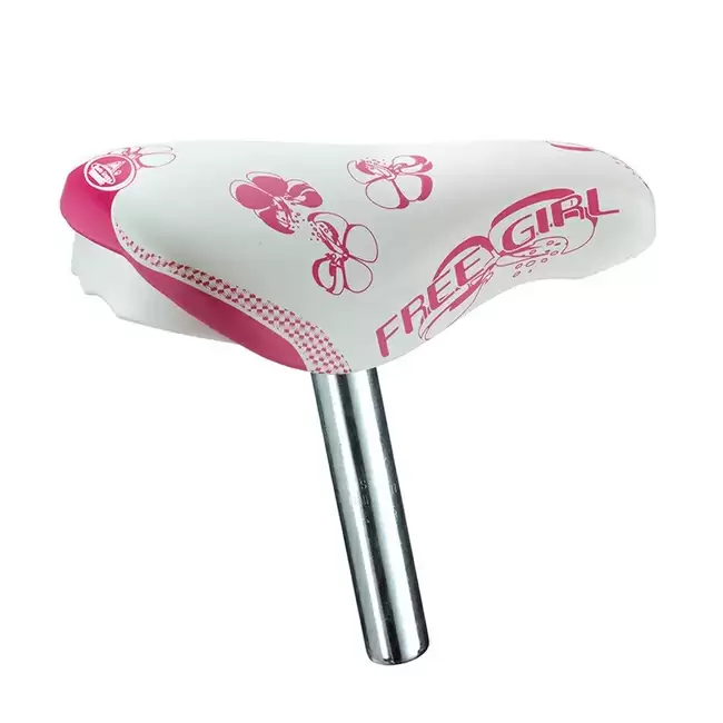 Girl Saddle 12-14 Silver/Fuchsia with 22mm Seatpost - image
