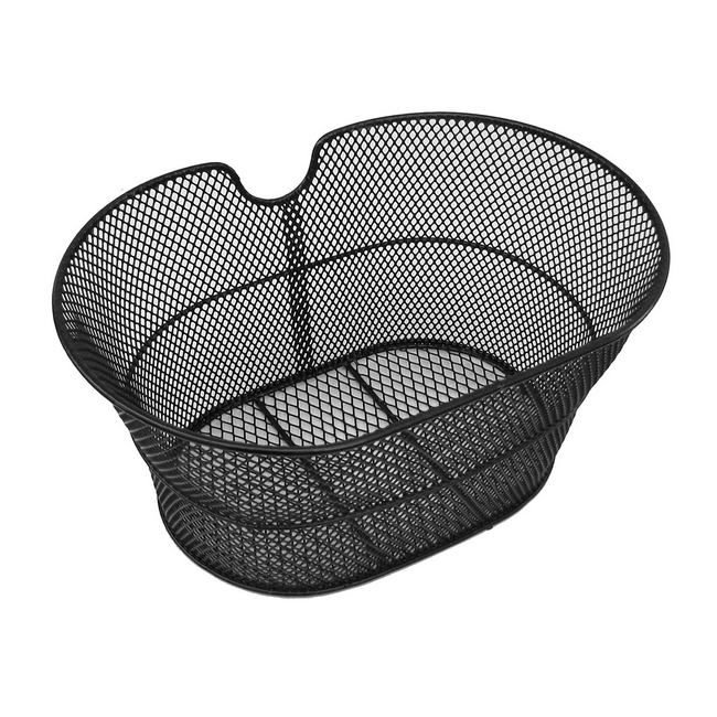 Front Basket Metal Oval No Hooks Black