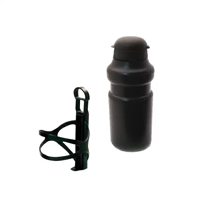Water Bottle 500ml + Bottle Cage Black - image