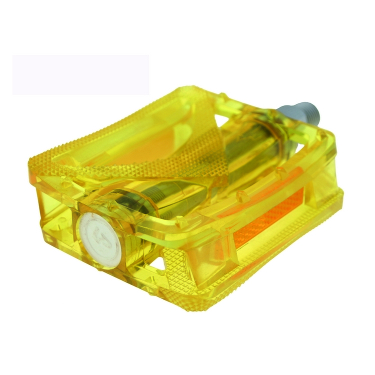 Pair of pedals for fixed in transparent polycarbonate yellow color
