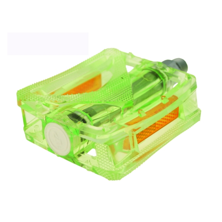 Pair of pedals for fixed in transparent polycarbonate green color