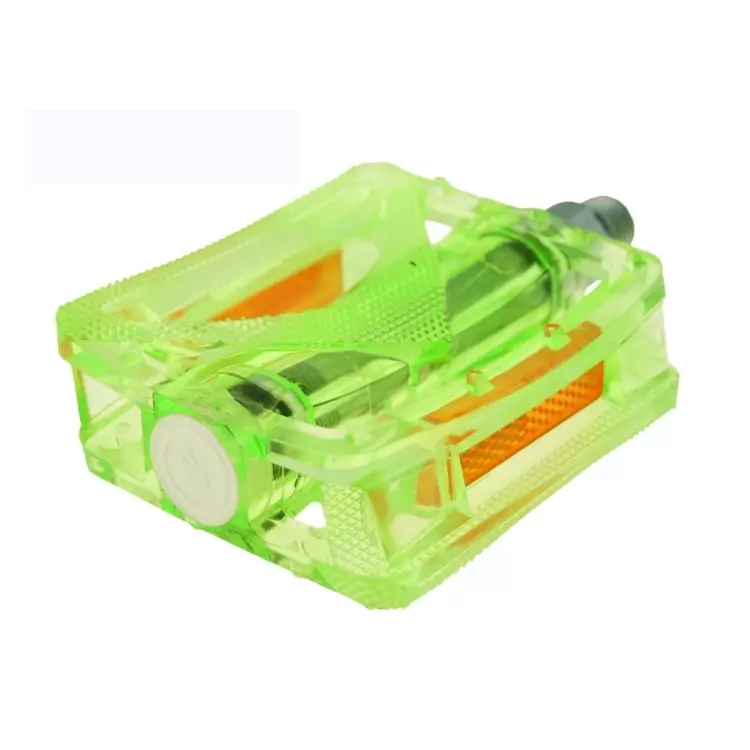 Pareja de pedales para fijos en policarbonato transparente color verde - image