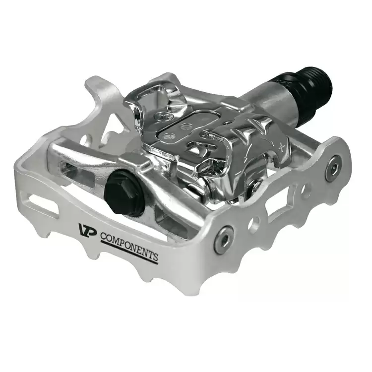 Pair pedals dual functionbody and cage complete with forged aluminum cleat - image