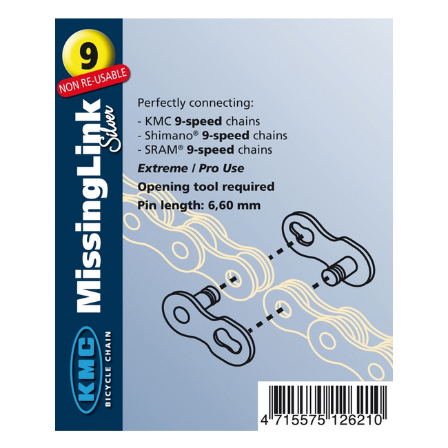 connecting link 9 speed not reusable silver 6,6 mm