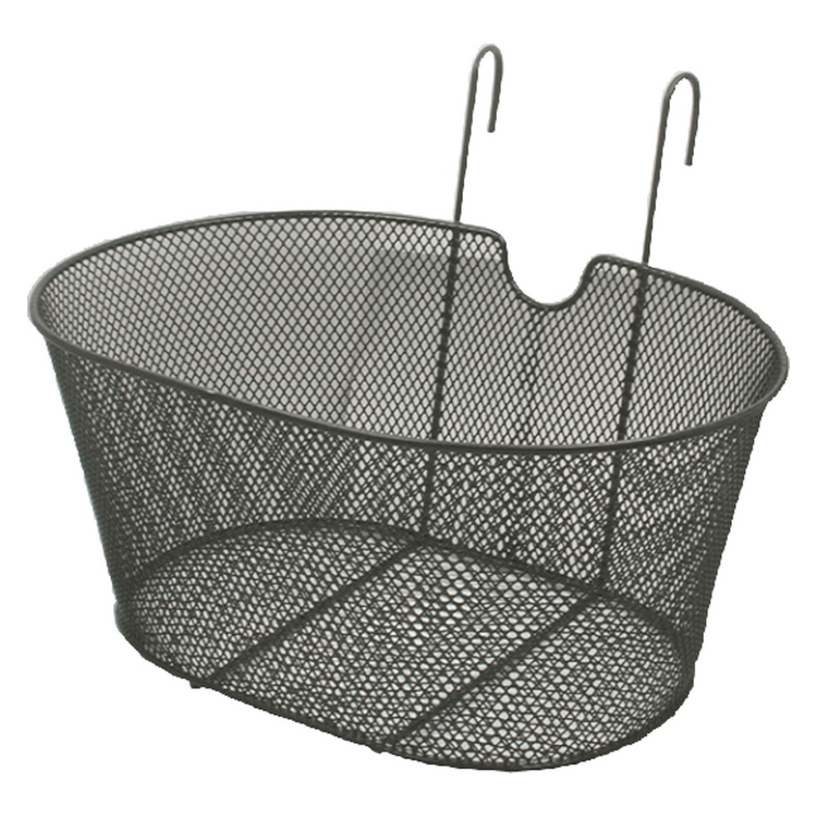 Oval bike basket with hooks black