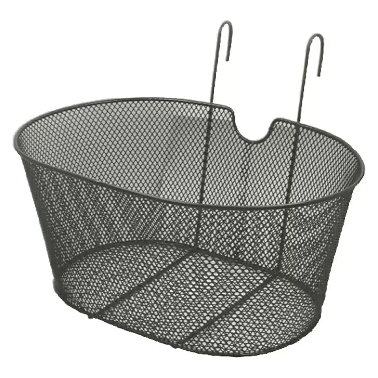 Oval bike basket with hooks black - image