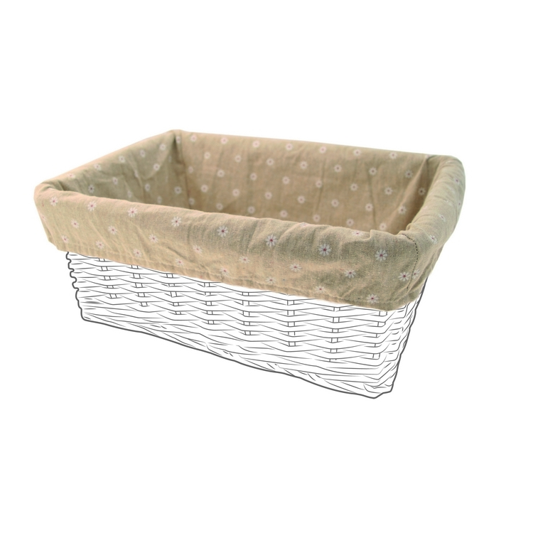 Rectangular basket cloth cover natural color and flowers