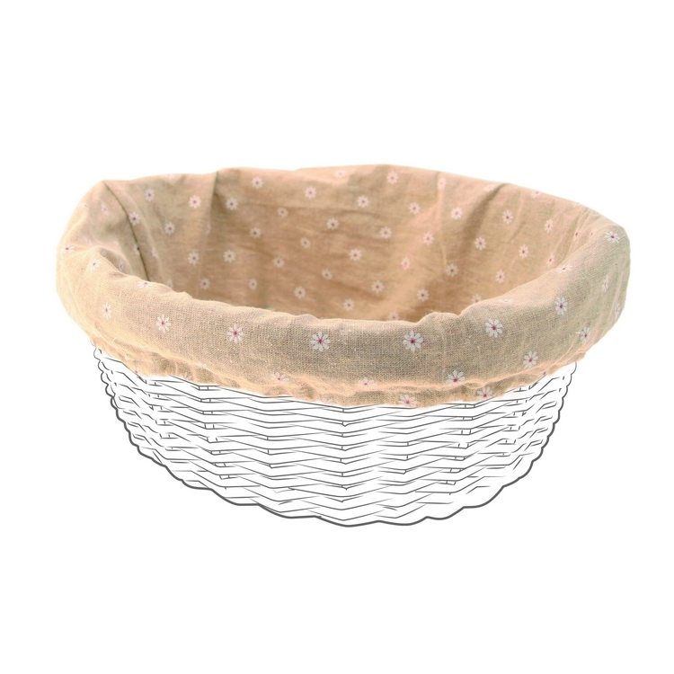 Oval basket cloth cover natural color with flowers